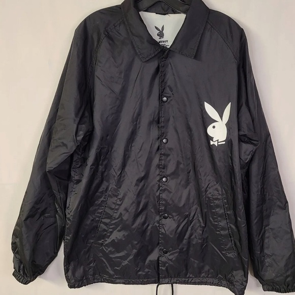 Black playboy windbreaker jacket - Picture 2 of 4